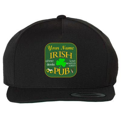 Personalize Irish Pub St Patricks Day Custom Wool Snapback Cap