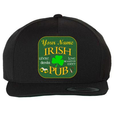 Personalize Irish Pub St Patricks Day Custom Wool Snapback Cap