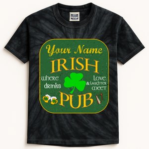 Personalize Irish Pub St Patricks Day Custom Kids Tie-Dye T-Shirt