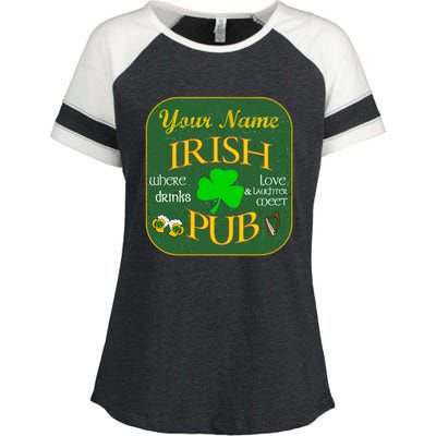 Personalize Irish Pub St Patricks Day Custom Enza Ladies Jersey Colorblock Tee