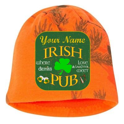 Personalize Irish Pub St Patricks Day Custom Kati - Camo Knit Beanie