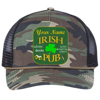 Personalize Irish Pub St Patricks Day Custom Retro Rope Trucker Hat Cap