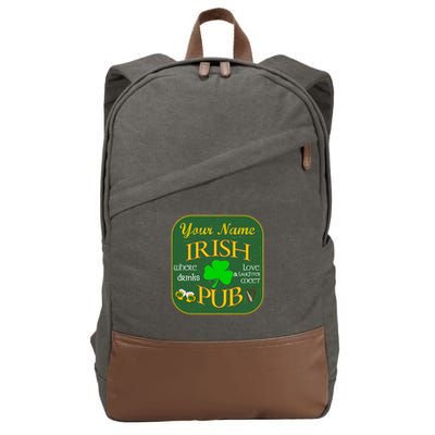 Personalize Irish Pub St Patricks Day Custom Cotton Canvas Backpack