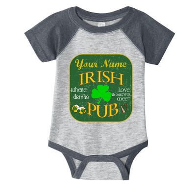 Personalize Irish Pub St Patricks Day Custom Infant Baby Jersey Bodysuit