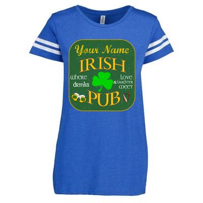 Personalize Irish Pub St Patricks Day Custom Enza Ladies Jersey Football T-Shirt