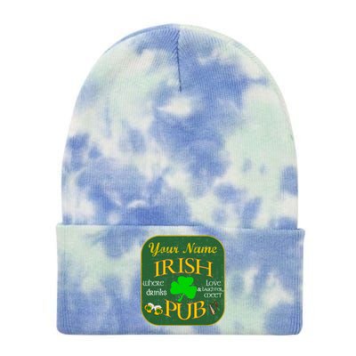 Personalize Irish Pub St Patricks Day Custom Tie Dye 12in Knit Beanie