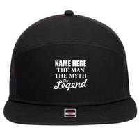 Personalize Name The Man Myth Legend Custom 7 Panel Mesh Trucker Snapback Hat
