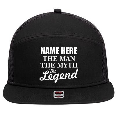 Personalize Name The Man Myth Legend Custom 7 Panel Mesh Trucker Snapback Hat