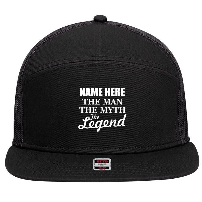 Personalize Name The Man Myth Legend Custom 7 Panel Mesh Trucker Snapback Hat