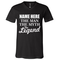 Personalize Name The Man Myth Legend Custom V-Neck T-Shirt