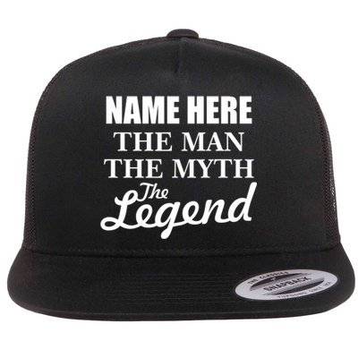 Personalize Name The Man Myth Legend Custom Flat Bill Trucker Hat