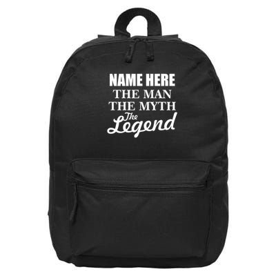 Personalize Name The Man Myth Legend Custom 16 in Basic Backpack