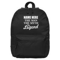 Personalize Name The Man Myth Legend Custom 16 in Basic Backpack