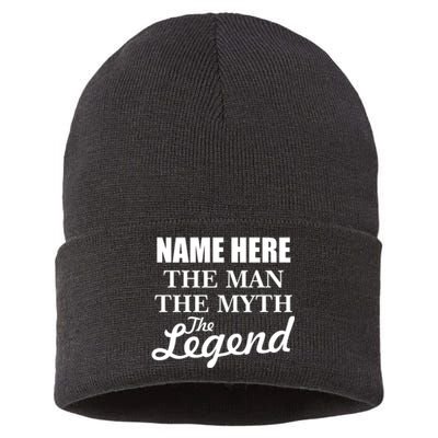 Personalize Name The Man Myth Legend Custom Sustainable Knit Beanie