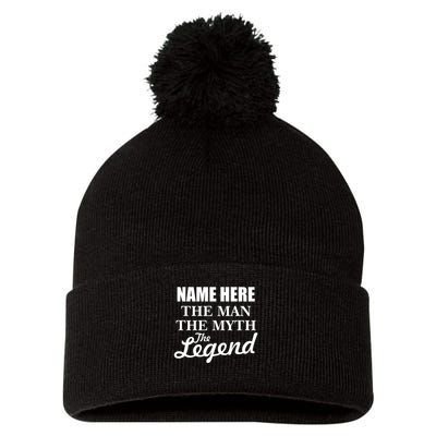 Personalize Name The Man Myth Legend Custom Pom Pom 12in Knit Beanie