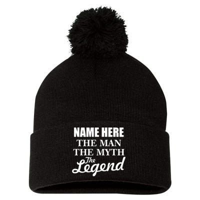 Personalize Name The Man Myth Legend Custom Pom Pom 12in Knit Beanie