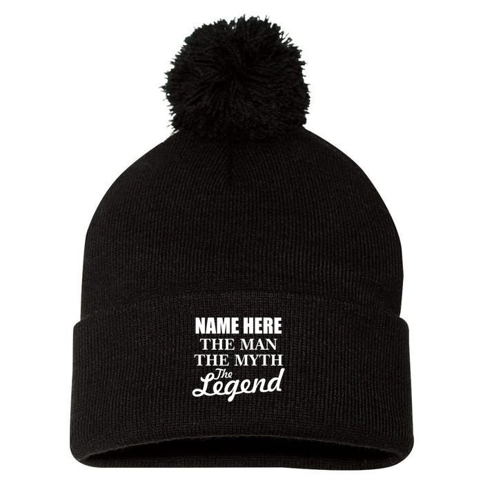 Personalize Name The Man Myth Legend Custom Pom Pom 12in Knit Beanie