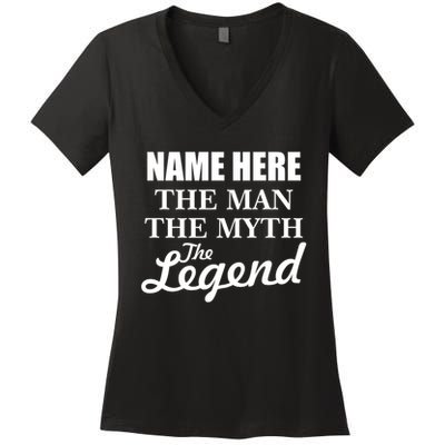 Personalize Name The Man Myth Legend Custom Women's V-Neck T-Shirt