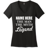 Personalize Name The Man Myth Legend Custom Women's V-Neck T-Shirt