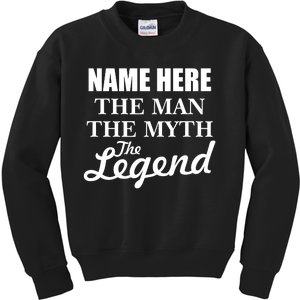 Personalize Name The Man Myth Legend Custom Kids Sweatshirt