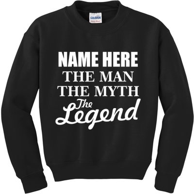 Personalize Name The Man Myth Legend Custom Kids Sweatshirt