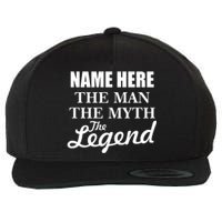 Personalize Name The Man Myth Legend Custom Wool Snapback Cap