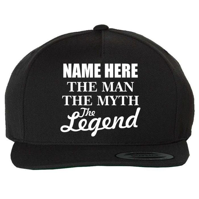 Personalize Name The Man Myth Legend Custom Wool Snapback Cap