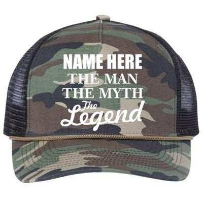 Personalize Name The Man Myth Legend Custom Retro Rope Trucker Hat Cap