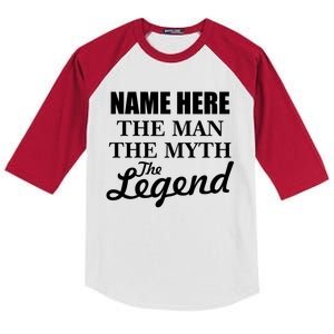 Personalize Name The Man Myth Legend Custom Kids Colorblock Raglan Jersey