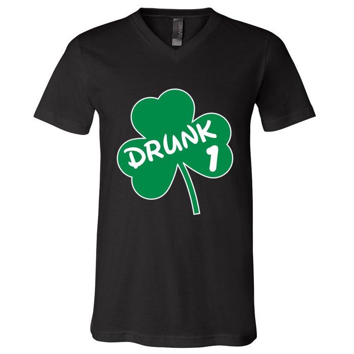 Personalize St Patricks Day Matching Custom Drunk V-Neck T-Shirt