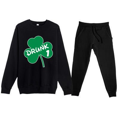 Personalize St Patricks Day Matching Custom Drunk Premium Crewneck Sweatsuit Set