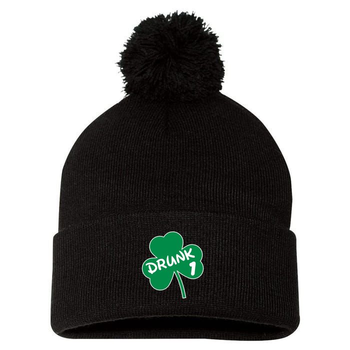 Personalize St Patricks Day Matching Custom Drunk Pom Pom 12in Knit Beanie
