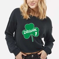 Personalize St Patricks Day Matching Custom Drunk Cropped Pullover Crew