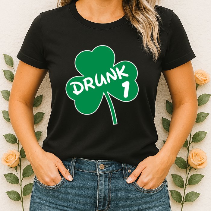 Personalize St Patricks Day Matching Custom Drunk Womens T-Shirt