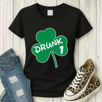 Personalize St Patricks Day Matching Custom Drunk Womens T-Shirt