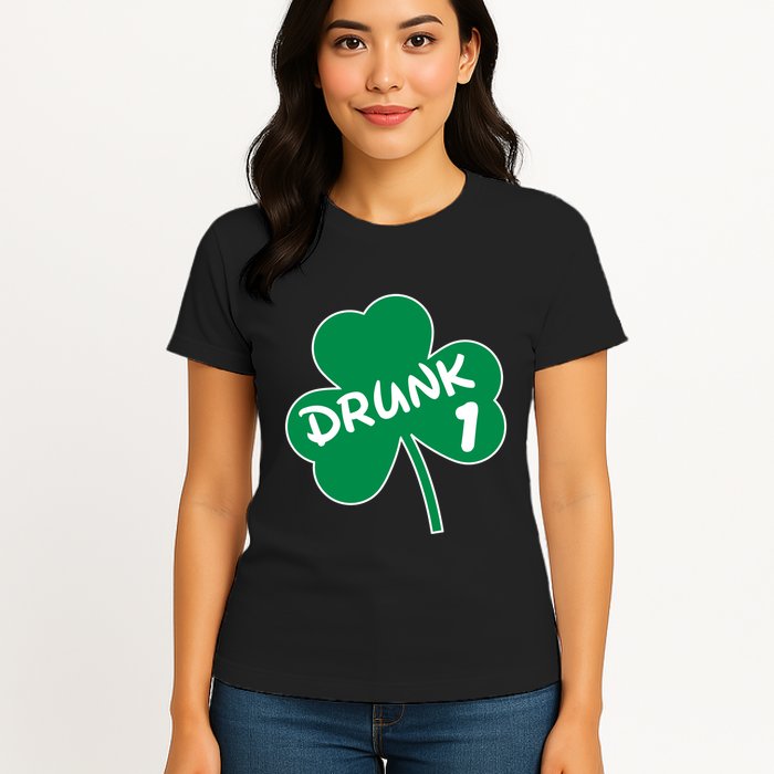 Personalize St Patricks Day Matching Custom Drunk Womens T-Shirt