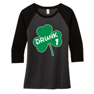 Personalize St Patricks Day Matching Custom Drunk Women's Tri-Blend 3/4-Sleeve Raglan Shirt