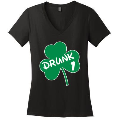Personalize St Patricks Day Matching Custom Drunk Women's V-Neck T-Shirt
