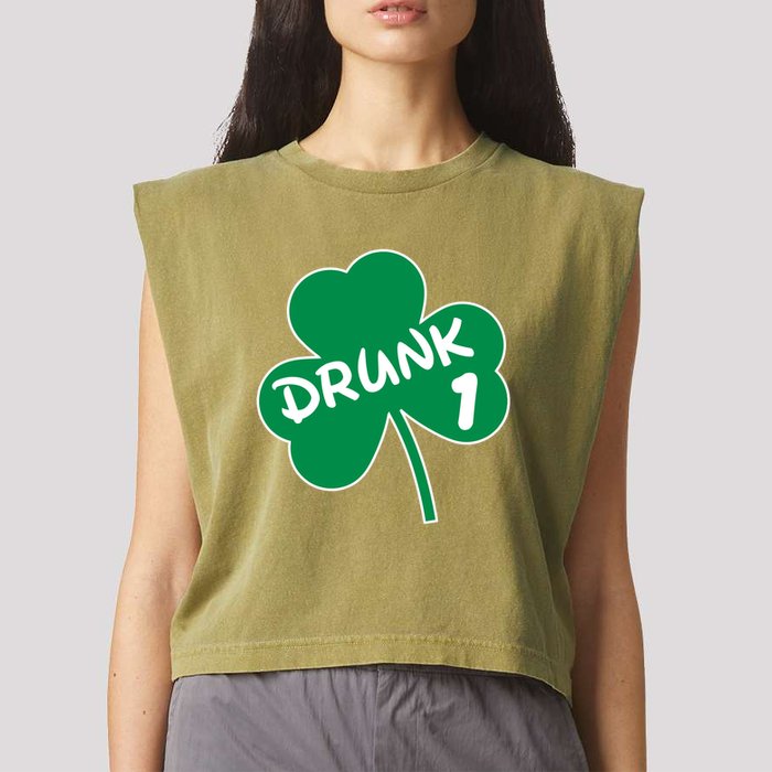 Personalize St Patricks Day Matching Custom Drunk Garment-Dyed Women's Muscle Tee