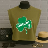 Personalize St Patricks Day Matching Custom Drunk Garment-Dyed Women's Muscle Tee