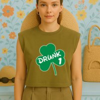 Personalize St Patricks Day Matching Custom Drunk Garment-Dyed Women's Muscle Tee