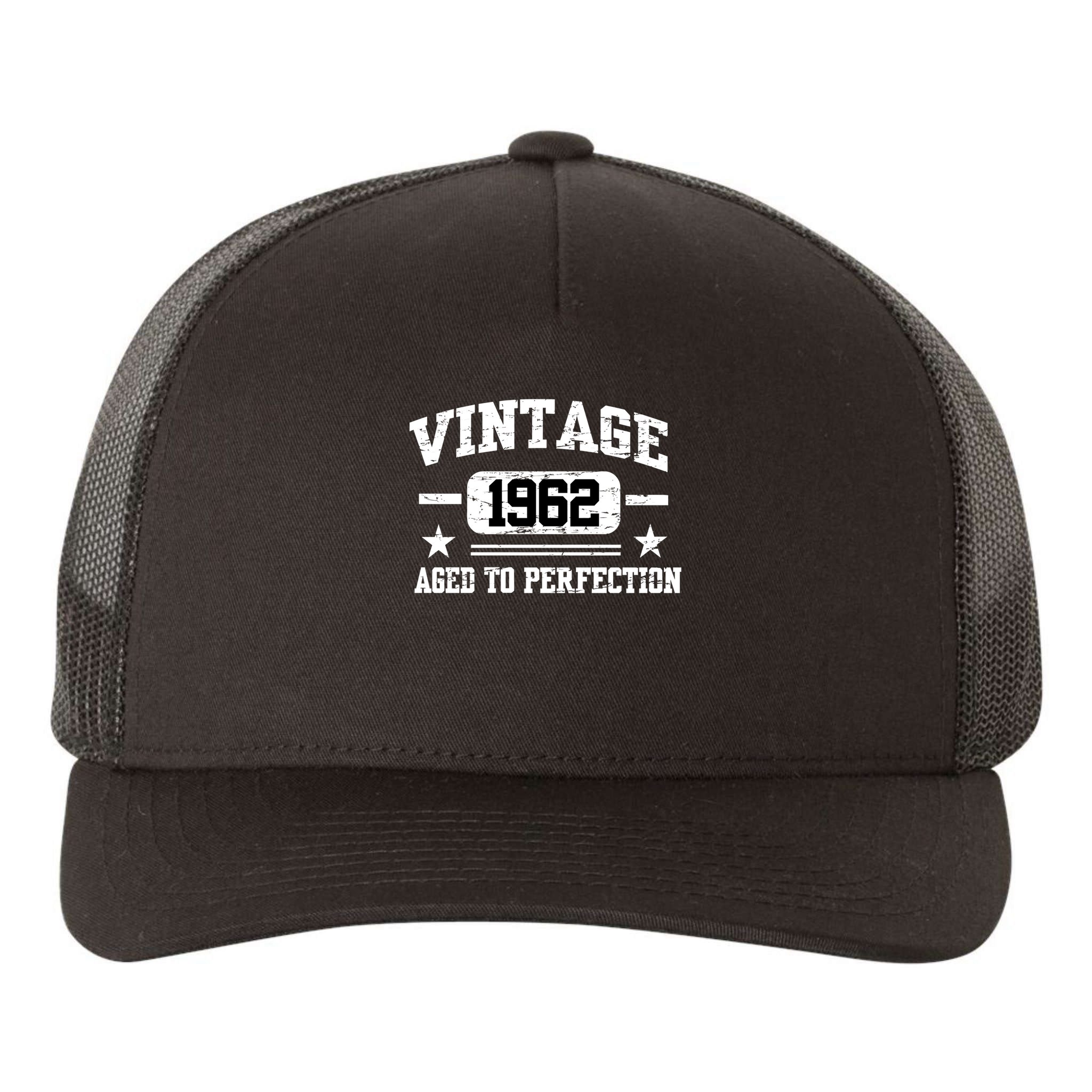 Personalize Vintage Birthday Age To Perfection Custom Year Yupoong Adult 5-Panel Trucker Hat