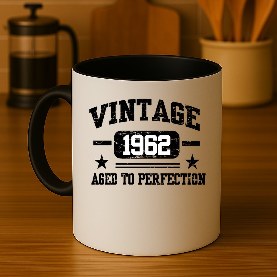 Personalize Vintage Birthday Age To Perfection Custom Year Mug