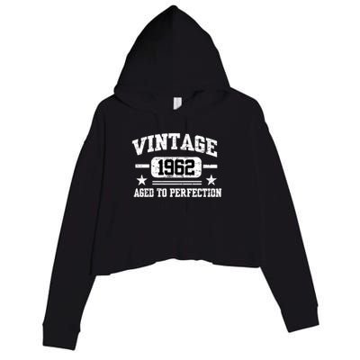 Personalize Vintage Birthday Age To Perfection Custom Year Crop Fleece Hoodie