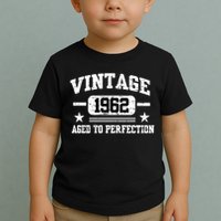 Personalize Vintage Birthday Age To Perfection Custom Year Toddler T-Shirt