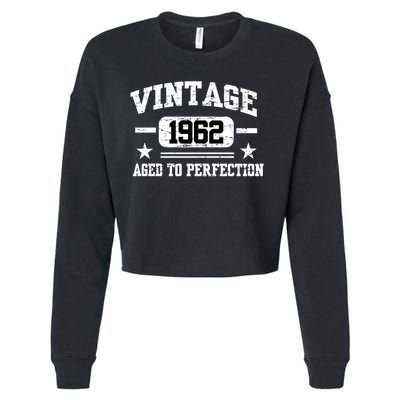 Personalize Vintage Birthday Age To Perfection Custom Year Cropped Pullover Crew