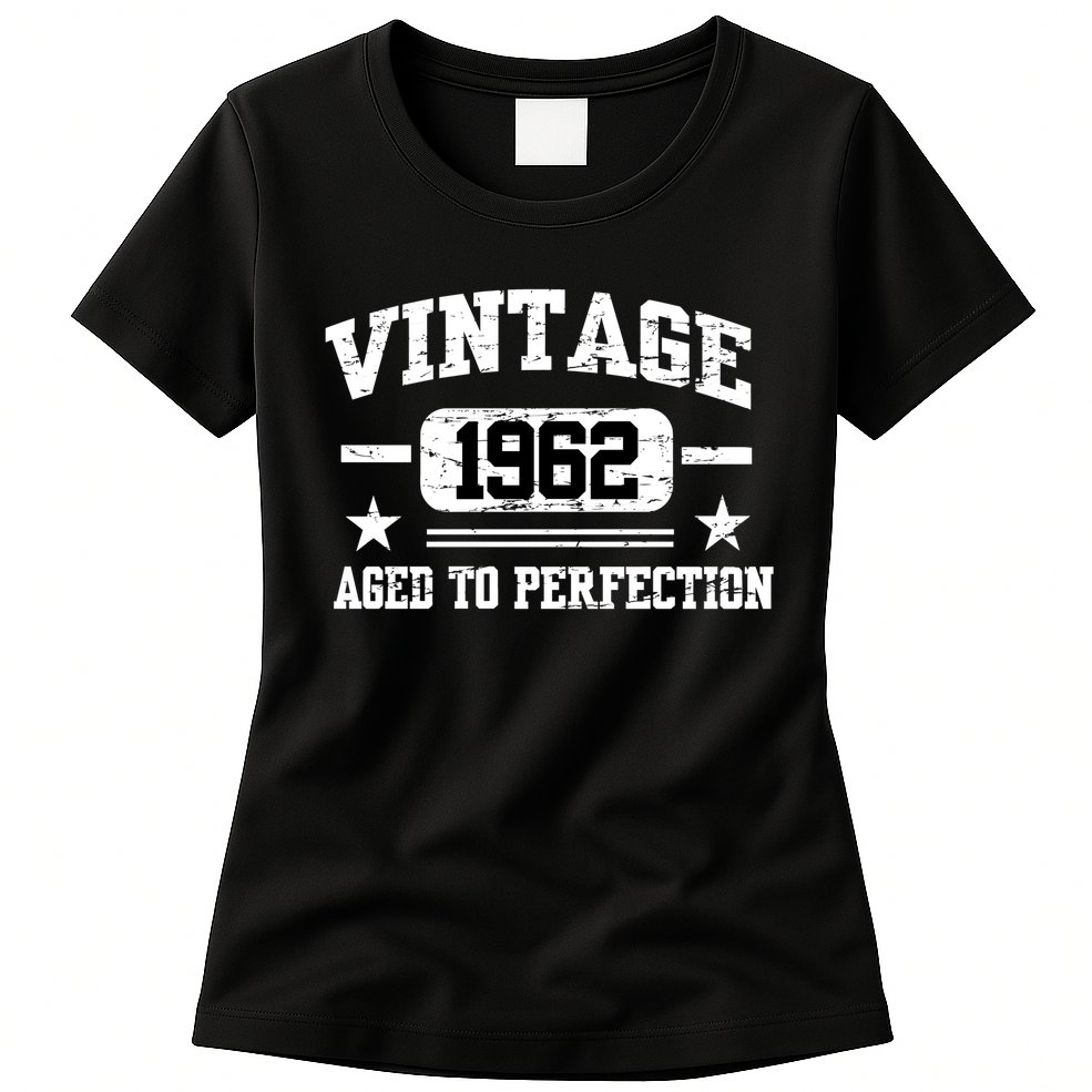 Personalize Vintage Birthday Age To Perfection Custom Year Womens T-Shirt