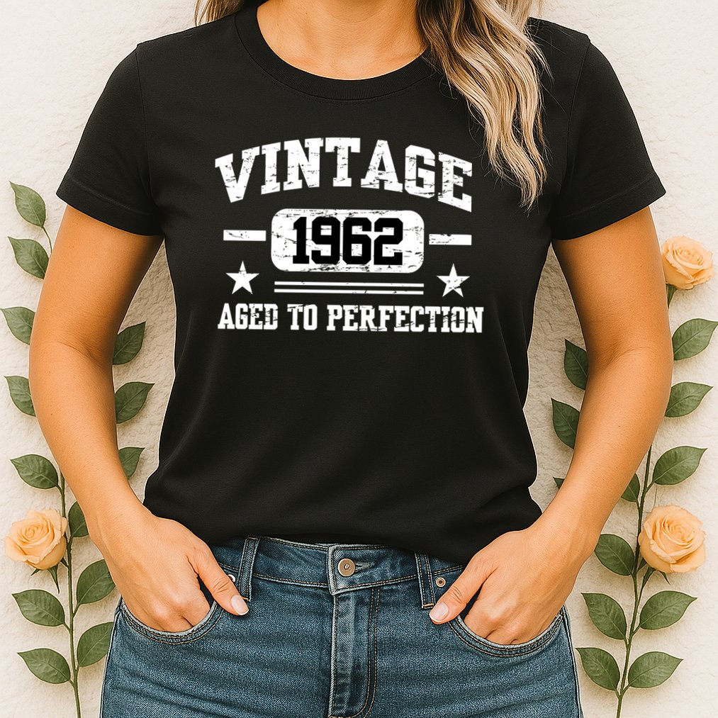 Personalize Vintage Birthday Age To Perfection Custom Year Womens T-Shirt
