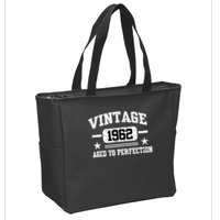 Personalize Vintage Birthday Age To Perfection Custom Year Zip Tote Bag