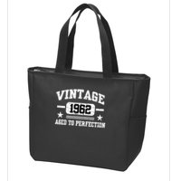 Personalize Vintage Birthday Age To Perfection Custom Year Zip Tote Bag